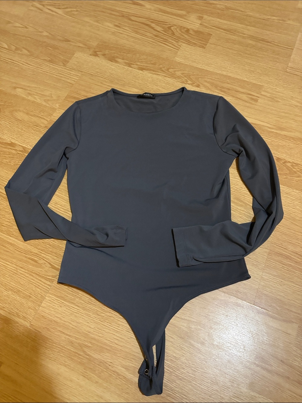 Dynamite Slate Gray Long-Sleeve Bodysuit